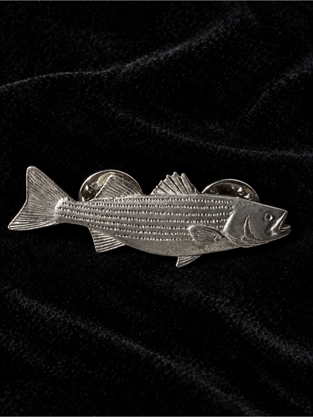Vintage 1989 GG Harris Fine Pewter Striped Bass Lapel Pin